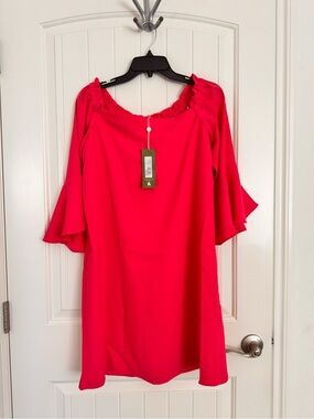 Trina trunk Knox dress bright  Pink Off-Shoulder size M NWT